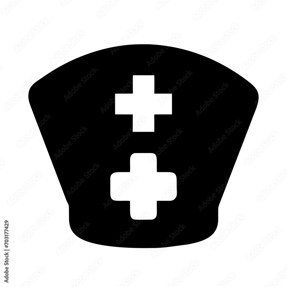 Fototapeta premium Nurse's hat with a red cross vektor icon illustation