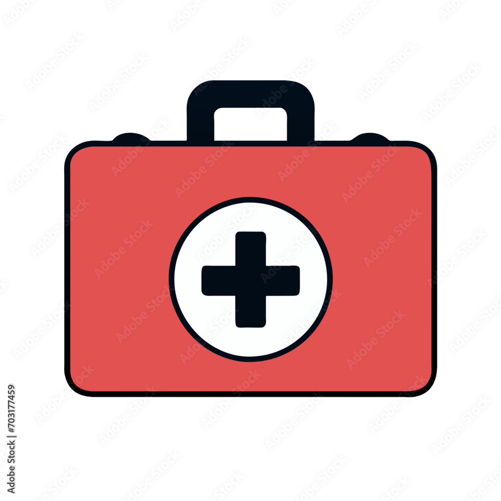 First aid kit with bandages vektor icon illustation First aid kit with bandages vektor icon illustation