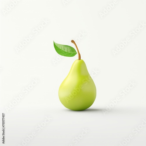 Green pear with leaf isolated on a white background