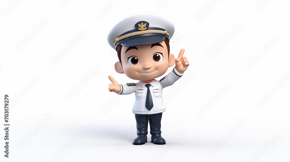 Cartoon captain pilot occupation in white background Cartoon captain pilot occupation in white background