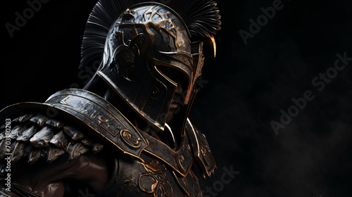 3d render illustration of stone spartan warrior