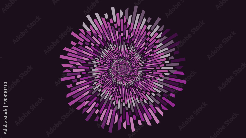 Abstract spiral color symbol in dark color background.