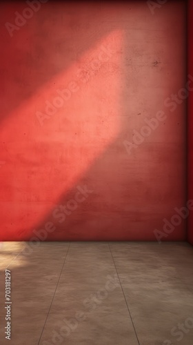Empty Room with Red Wall and Floor © cac_tus