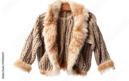 The Faux Fur-Trimmed Cardigan Affair Isolated on Transparent Background PNG. © Faizan