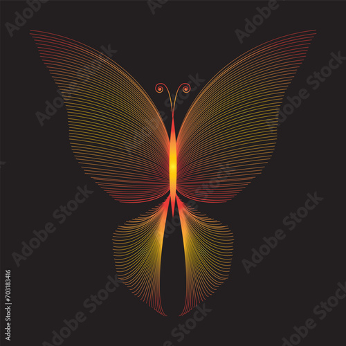 Beautiful stylized butterfly isolated icon. Vector sketching illustration.