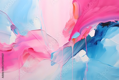 Bubblegum pink and electric turquoise collide in a playful yet sophisticated abstract composition on canvas.