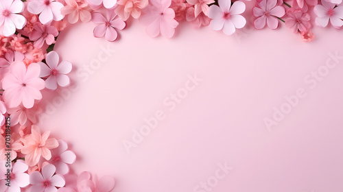 Pink flowers on a pink background with a space for text generative ai © Chaman