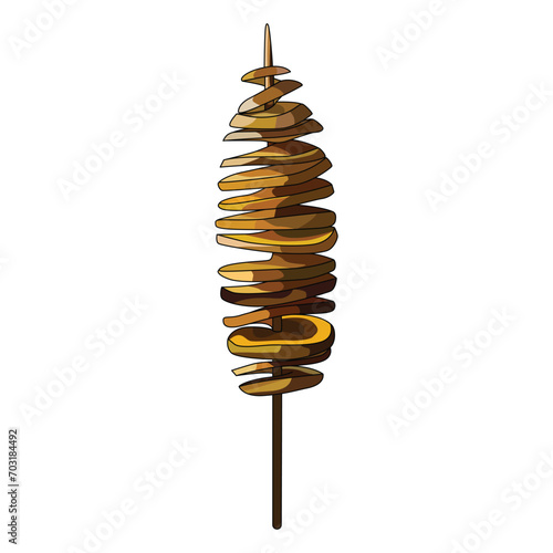 Potato twister street food snack vector illustration