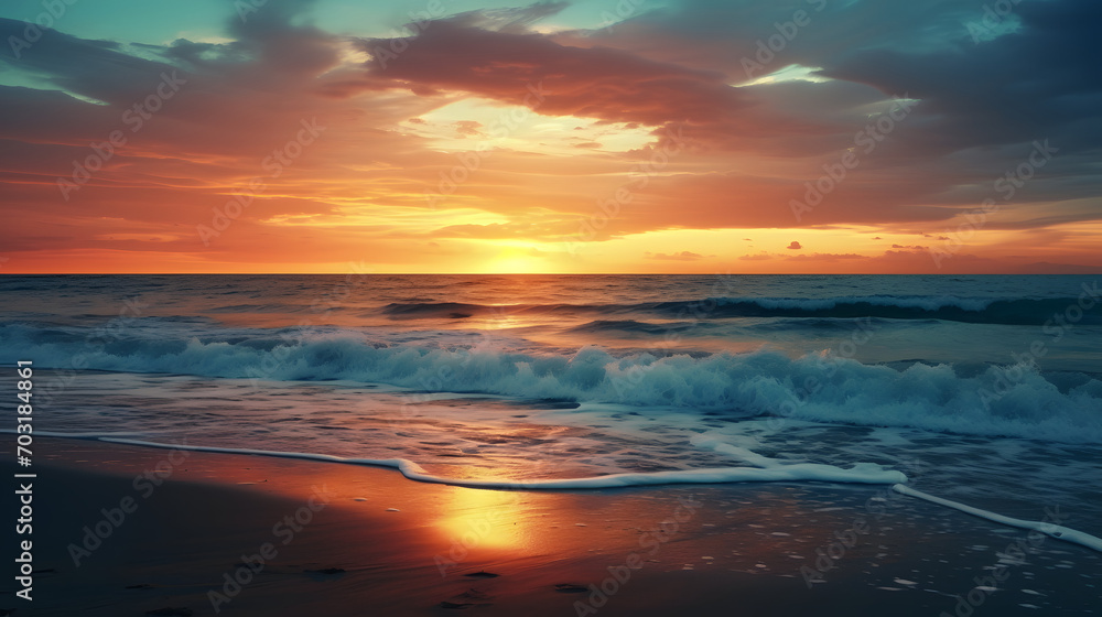 sunset over the ocean created with Generative AI technology