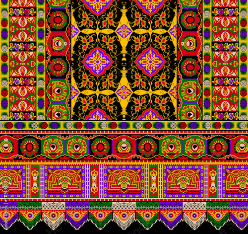 Digital textile design motifs front back sleeves and Dupatta design. Textile digital design motif ornament ethnic ikat border pattern hand made artwork abstract shape wallpaper gift card frame