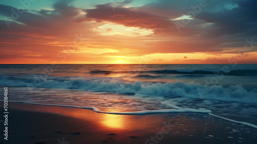sunset over the ocean created with Generative AI technology © CreativeBB