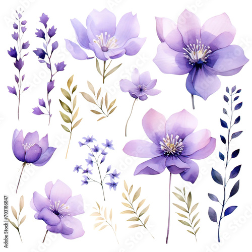 Wallpaper Mural Purple Flowers Watercolor Clipart  Torontodigital.ca