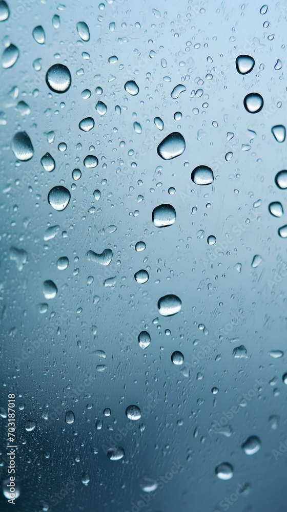 Rain Drops on a Window with Blue Sky in the Background