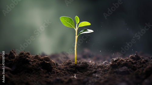 Small trees on the soil in nature Planting trees