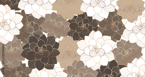 Luxury floral background with flowers in brown tones. Floral women's card, cover, poster, banner