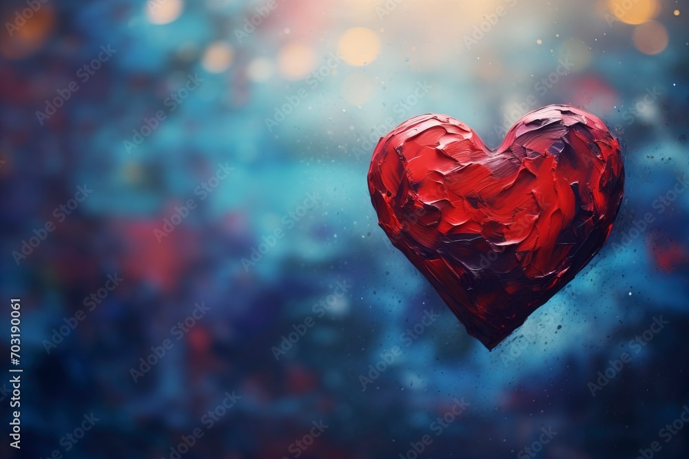 close-up shot of heart, rendered in impressionism style, copy space - generative ai close-up shot of heart, rendered in impressionism style, copy space - generative ai