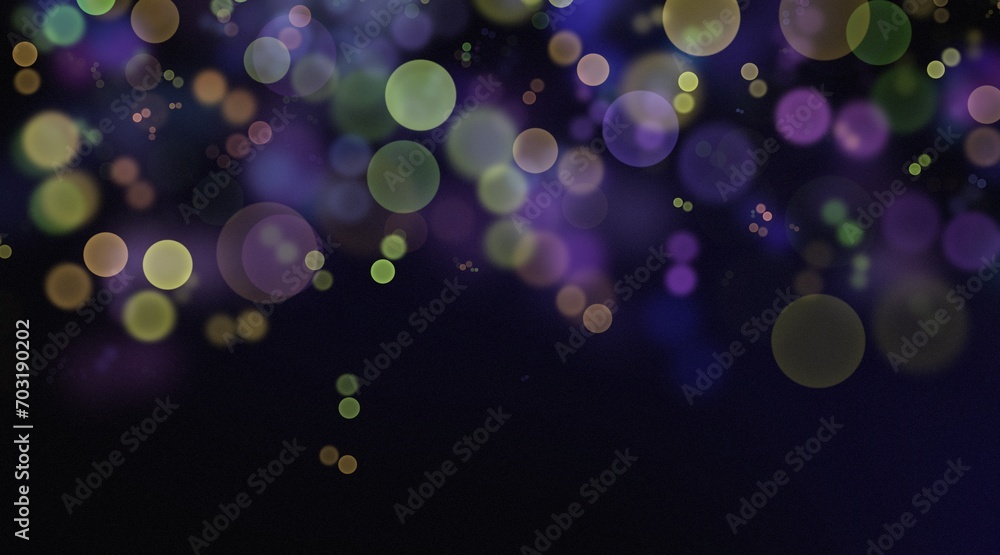 abstract blur bokeh banner shape background. rainbow colors, pastel purple, blue, gold, green, yellow, white, silver, pink bokeh background