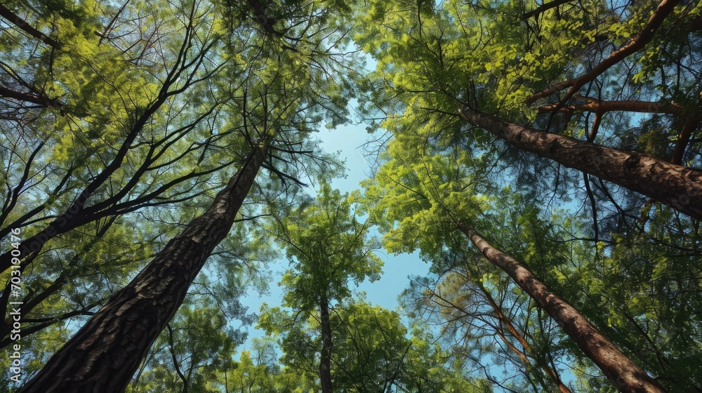 A group of tall trees in a forest. Perfect for nature lovers and outdoor enthusiasts A group of tall trees in a forest. Perfect for nature lovers and outdoor enthusiasts