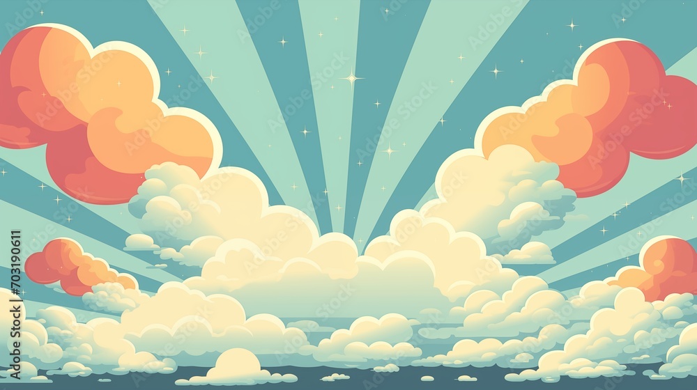 Illustration of a comics style background. Comics style, pop-up illustration. Sunset sun and clouds, pop-up cartoon style. Abstract background. Colorful graphic on abstract background. Illustration of a comics style background. Comics style, pop-up illustration. Sunset sun and clouds, pop-up cartoon style. Abstract background. Colorful graphic on abstract background.