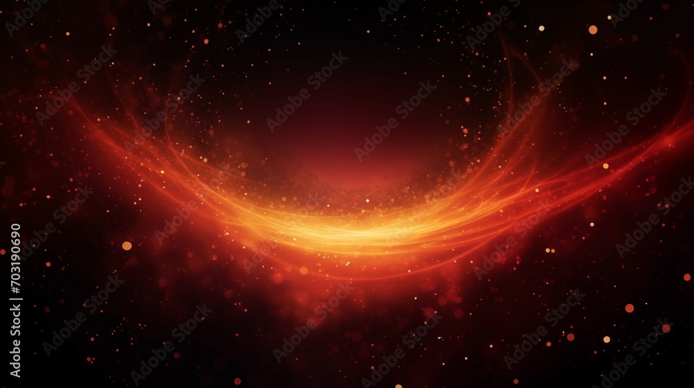 black space background with red and orange swirls, in the style of atmospheric horizons, golden light