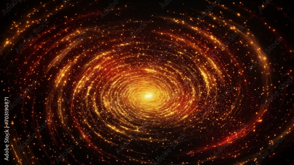 Immersive Dark Red and Gold Spiral Galaxy, Celestial Horizons, Atmospheric Effects and Starry Radiance Immersive Dark Red and Gold Spiral Galaxy, Celestial Horizons, Atmospheric Effects and Starry Radiance