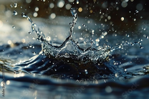 A captivating image showcasing a splash of water on top of a body of water. Perfect for illustrating the beauty and power of nature.