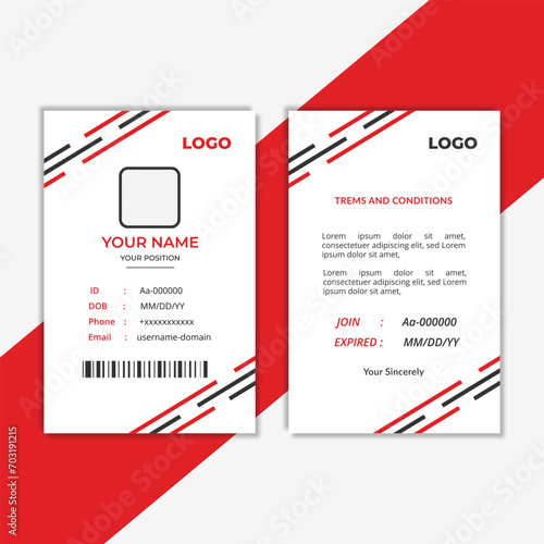 Professional and modern office id card design template for student and employ and company