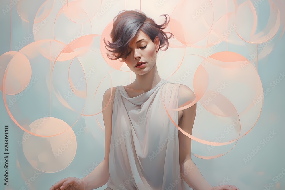 Dreamy pastel circles creating a mesmerizing dance, casting subtle shadows on a serene backdrop.
