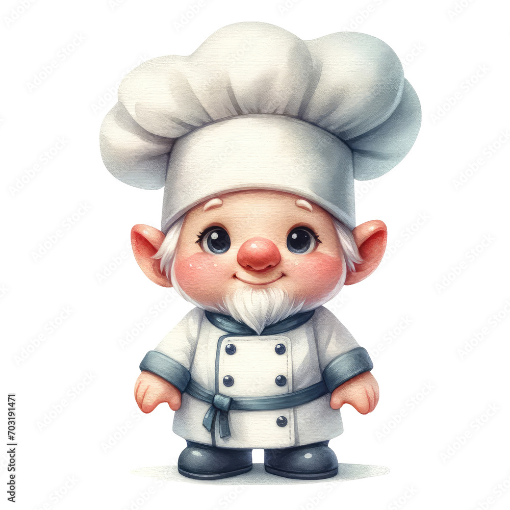 watercolor chef gnome cooking kitchen clipart watercolor chef gnome cooking kitchen clipart