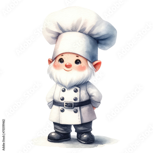 watercolor chef gnome cooking kitchen clipart