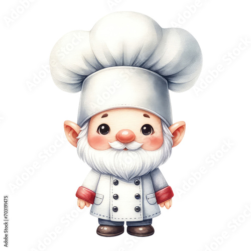 watercolor chef gnome cooking kitchen clipart
