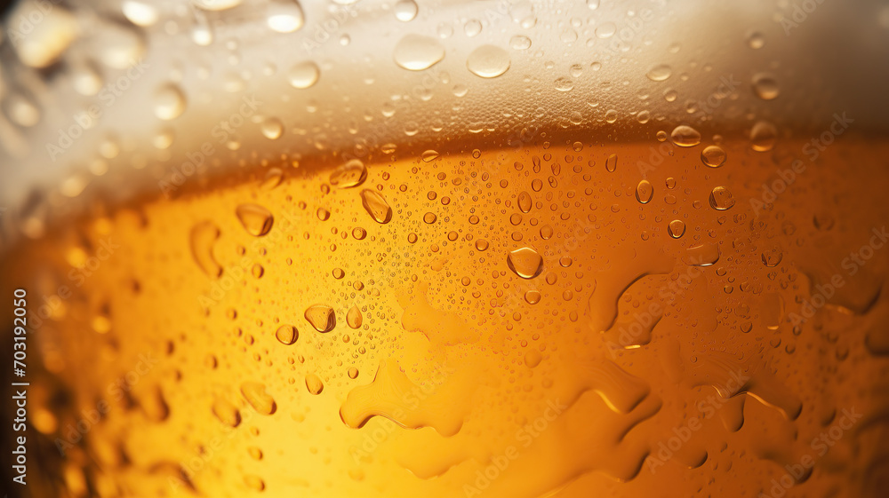 close up horizontal macro view of a beer foam and drops on the beer glass AI generated close up horizontal macro view of a beer foam and drops on the beer glass AI generated