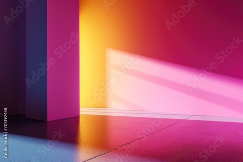 A room with pink and yellow walls and floor. Suitable for interior design projects