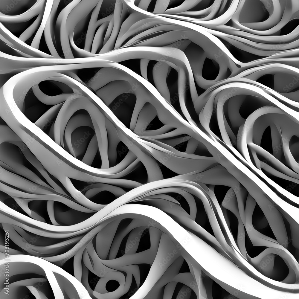 Abstract background - 3d achromatic curves Abstract background - 3d achromatic curves