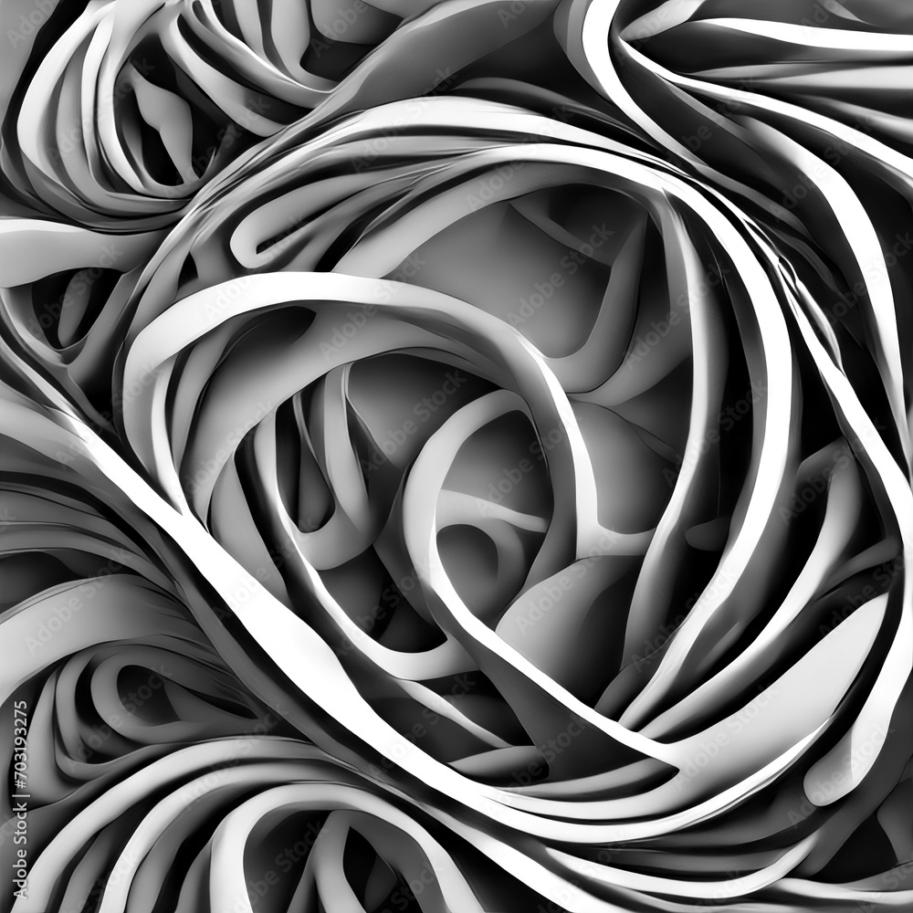 Abstract background - 3d achromatic curves Abstract background - 3d achromatic curves