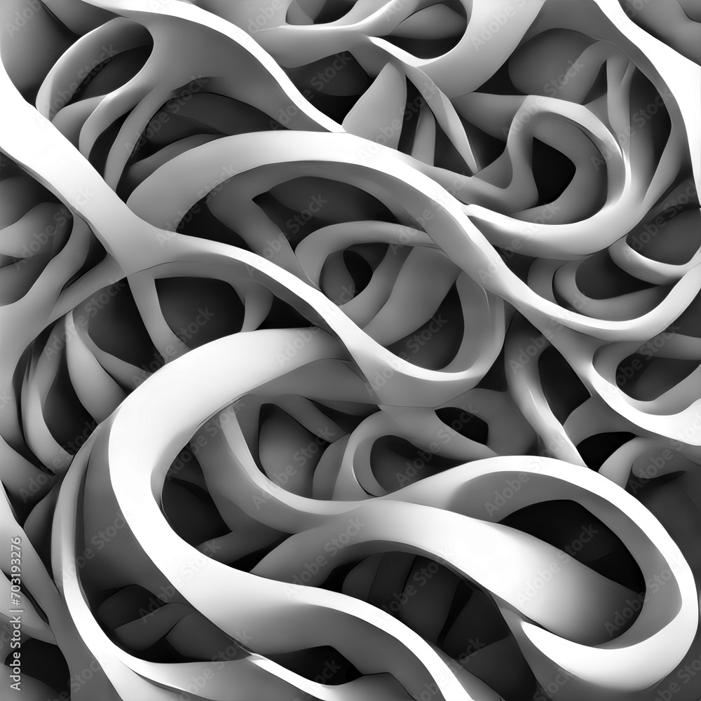 Abstract background - 3d achromatic curves Abstract background - 3d achromatic curves