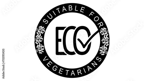 Suitable for Vegetarians stamp with lettering eco checked