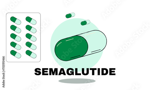 Semaglutide Ozempic injection control blood sugar levels vector photo