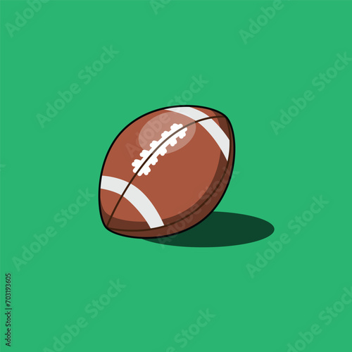 American football ball isolated on background. Sport equipment icon. Flat design vector illustration.