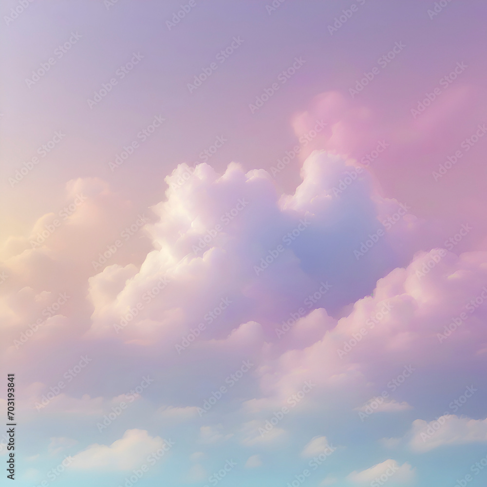 Pastel sky, cloud, and sunlight. color gradient background. 