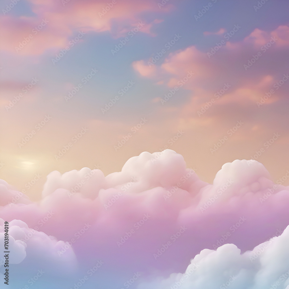 Fototapeta premium Pastel sky, cloud, and sunlight. color gradient background. 