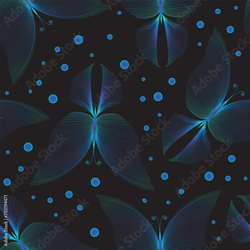 Beautiful stylized butterfly seamless pattern. Vector sketching illustration.