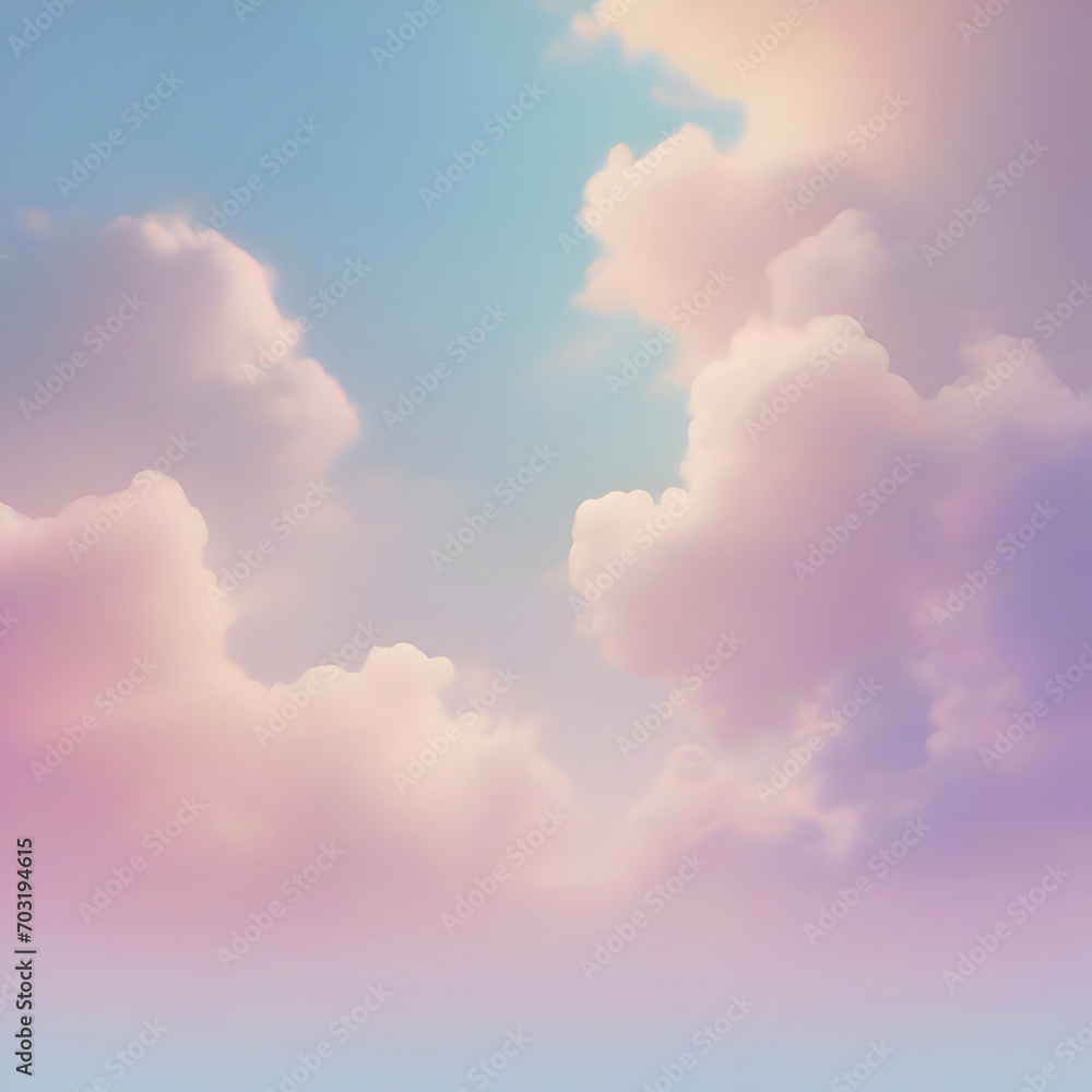 Pastel sky, cloud, and sunlight. color gradient background. 