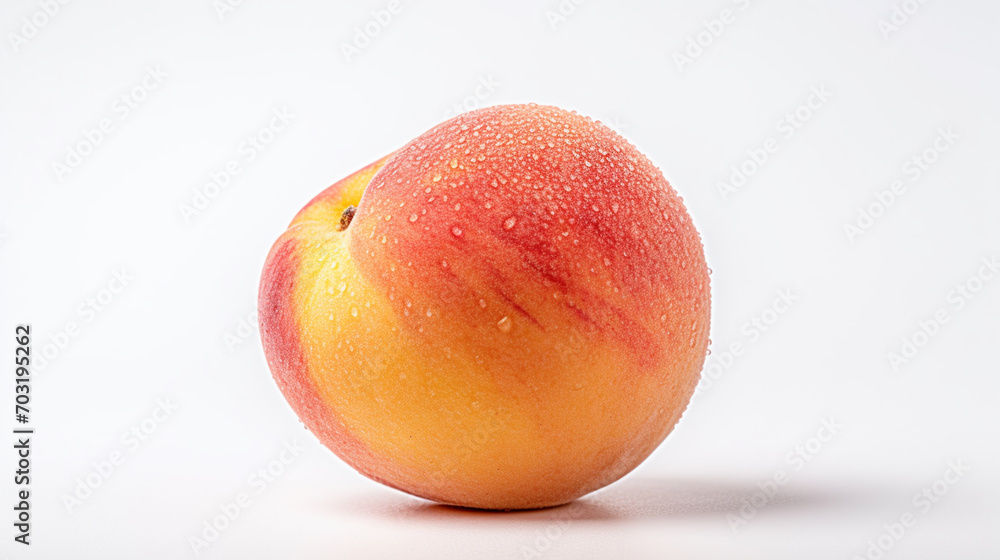 A peach on a white background A peach on a white background