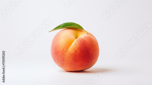 A peach on a white background