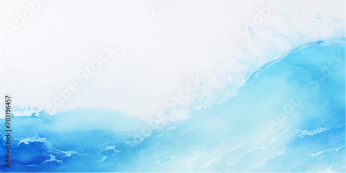  abstract soft blue and white abstract water color ocean wave texture background .Fluid blue ocean wave layer Tsunami wave background in flat cartoon style. Big blue tropical water splash. © Ghost Rider