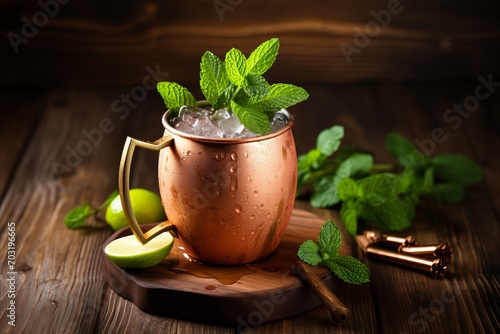 Captivating Moscow Mule. Exquisite Cocktail in Stylish Copper Mug