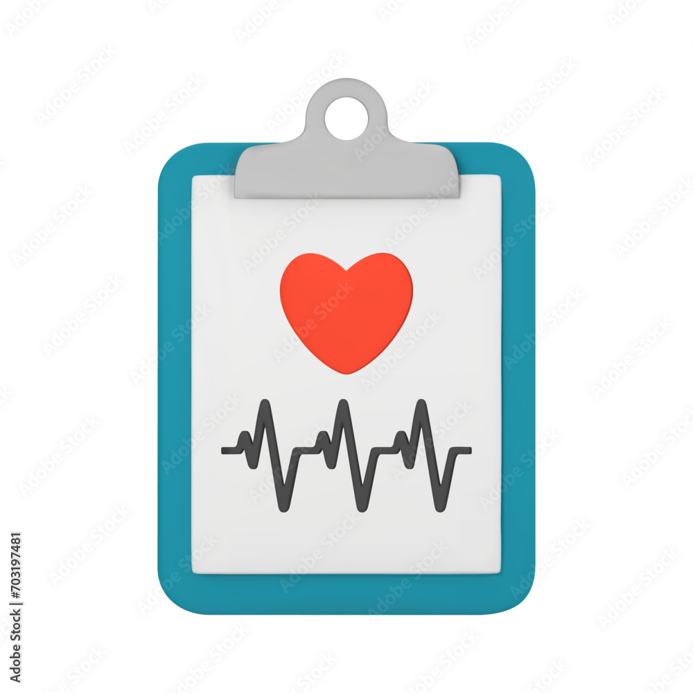 3d medical document with heart and cardiogram. Heart diagnostic, electrocardiography service, ECG procedure. Healthcare, Medical icon. 3D vector illustration isolated on white background 3d medical document with heart and cardiogram. Heart diagnostic, electrocardiography service, ECG procedure. Healthcare, Medical icon. 3D vector illustration isolated on white background