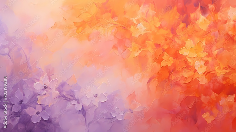 Fiery oranges meld with cool lilacs, producing a visually striking and clear solid different bright color abstract background