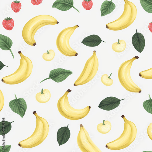 bananas and leaves on white background design. ai generated photo